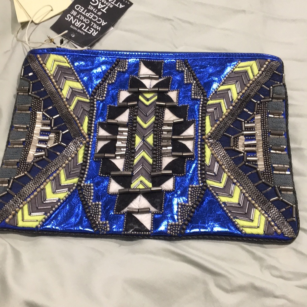 NWT foil blue clutch